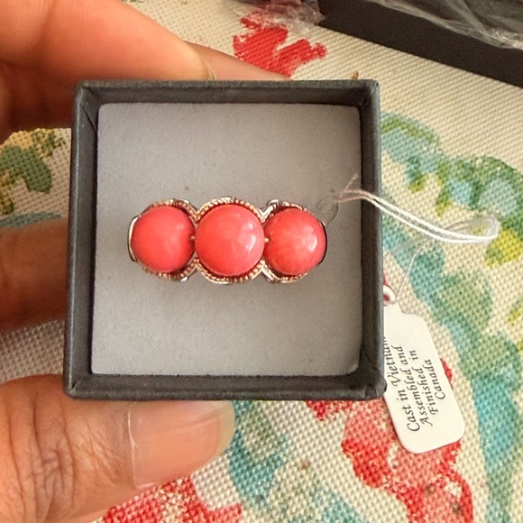 Bamboo Coral accented by Rhodolite sterling silver 925 Ring - Picture 8 of 12